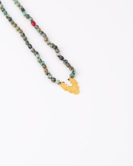 Iwan African Turquoise & Coral Κολιέ