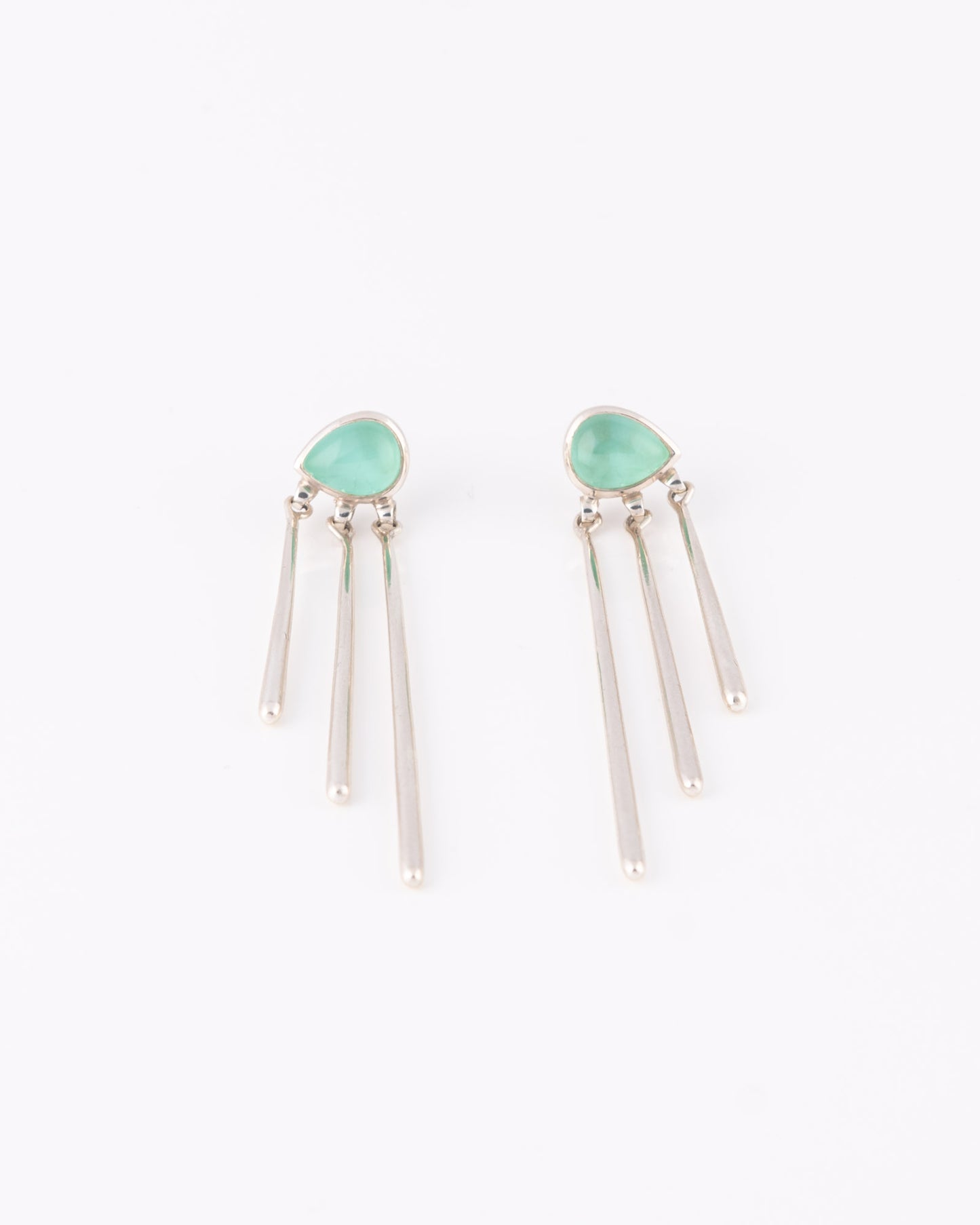 Mermaid Tear Chalcedony Triple Drop Σκουλαρίκια