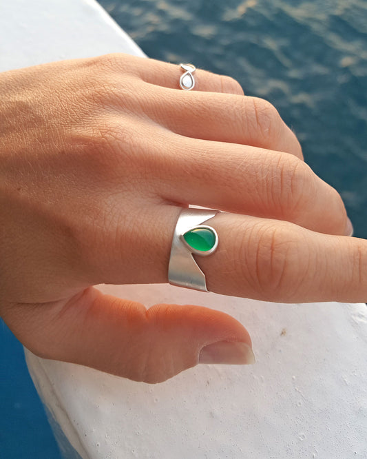 Mermaid Tear Drop Green Onyx Δαχτυλίδι