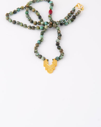 Iwan African Turquoise & Coral Κολιέ