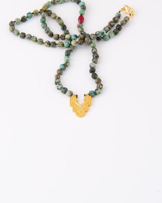Iwan African Turquoise & Coral Κολιέ