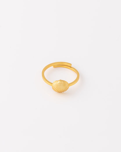 Minimal stacking δαχτυλίδι Clam Shell από ασήμι 925 με επιχρύσωση 24Κ.