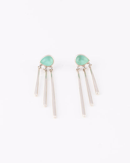 Mermaid Tear Chalcedony Triple Drop Σκουλαρίκια