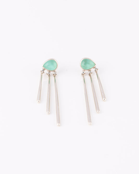 Mermaid Tear Chalcedony Triple Drop Σκουλαρίκια