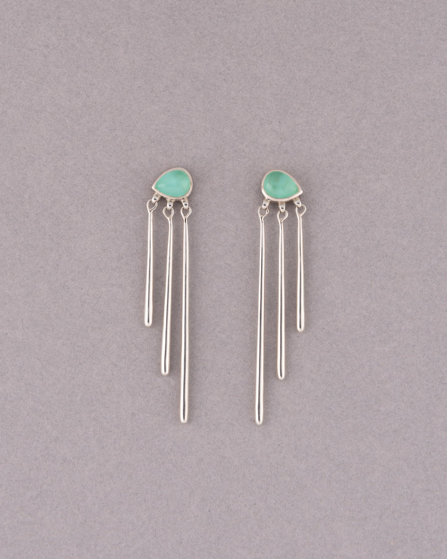 Mermaid Tear Chalcedony Triple Drop Σκουλαρίκια