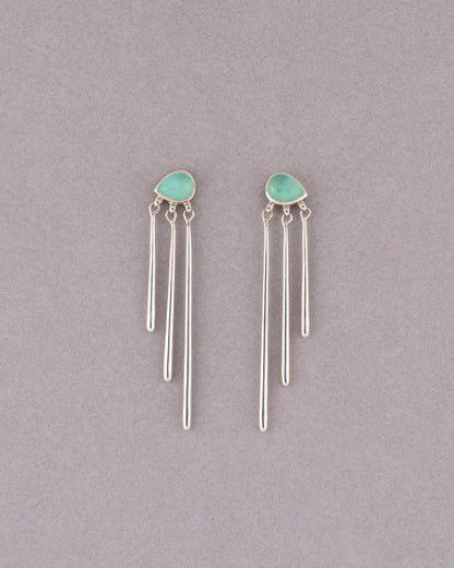 Mermaid Tear Chalcedony Triple Drop Σκουλαρίκια