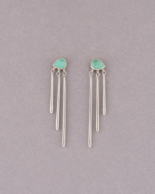 Mermaid Tear Chalcedony Triple Drop Σκουλαρίκια